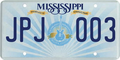 MS license plate JPJ003