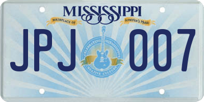 MS license plate JPJ007
