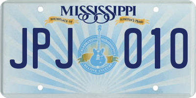 MS license plate JPJ010