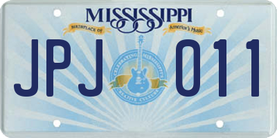 MS license plate JPJ011