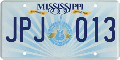 MS license plate JPJ013