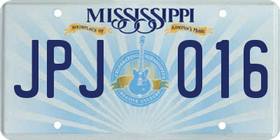 MS license plate JPJ016