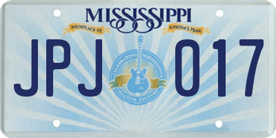 MS license plate JPJ017