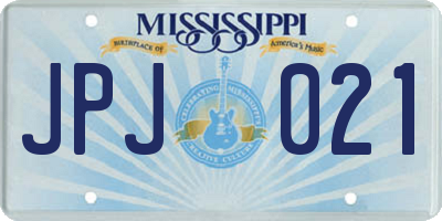 MS license plate JPJ021