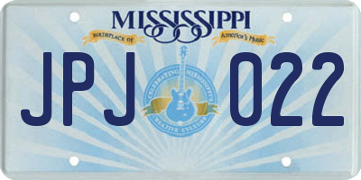 MS license plate JPJ022