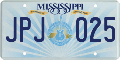 MS license plate JPJ025