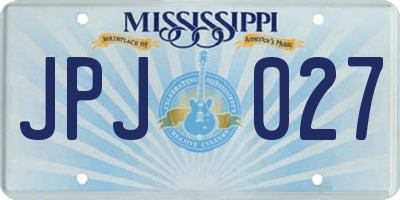 MS license plate JPJ027
