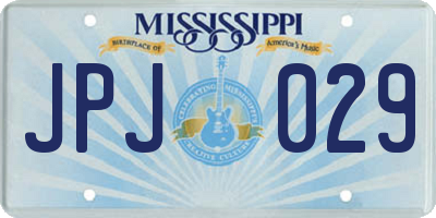 MS license plate JPJ029