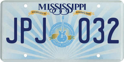 MS license plate JPJ032