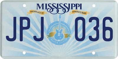 MS license plate JPJ036