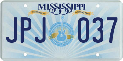 MS license plate JPJ037