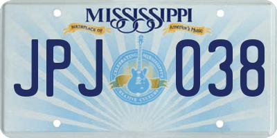 MS license plate JPJ038