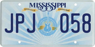 MS license plate JPJ058