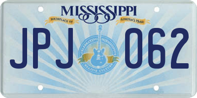 MS license plate JPJ062