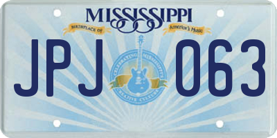 MS license plate JPJ063