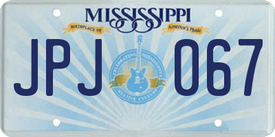 MS license plate JPJ067