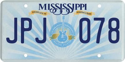 MS license plate JPJ078