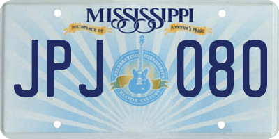 MS license plate JPJ080