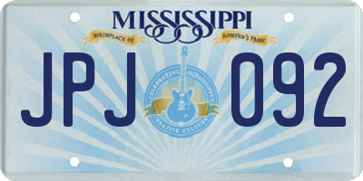 MS license plate JPJ092