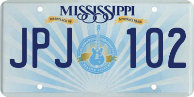 MS license plate JPJ102