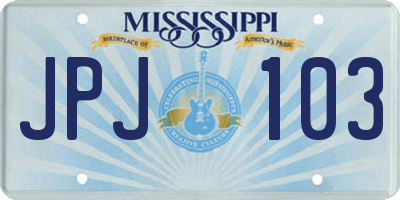 MS license plate JPJ103