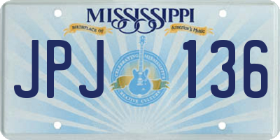 MS license plate JPJ136