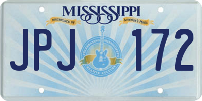 MS license plate JPJ172