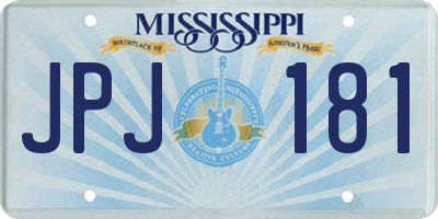 MS license plate JPJ181