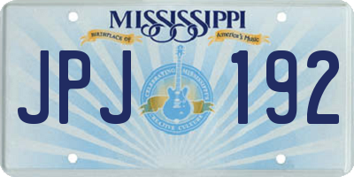 MS license plate JPJ192