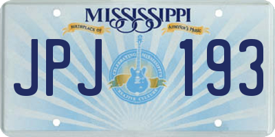MS license plate JPJ193