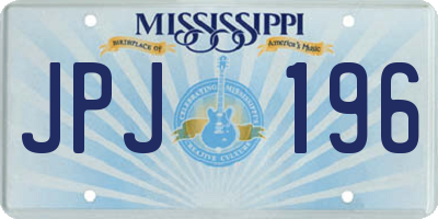 MS license plate JPJ196