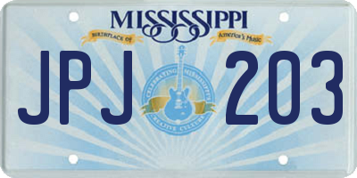 MS license plate JPJ203