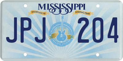 MS license plate JPJ204