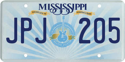 MS license plate JPJ205