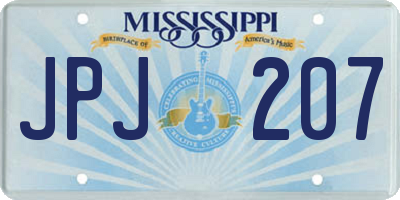 MS license plate JPJ207