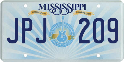MS license plate JPJ209