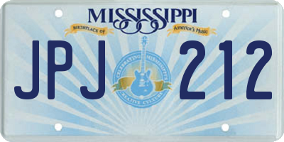 MS license plate JPJ212