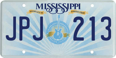 MS license plate JPJ213