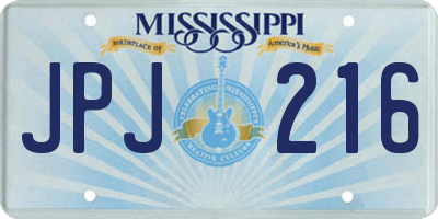MS license plate JPJ216