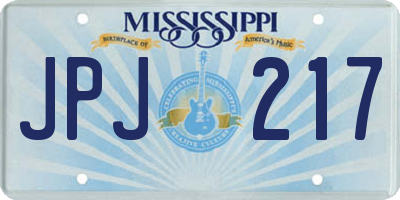 MS license plate JPJ217
