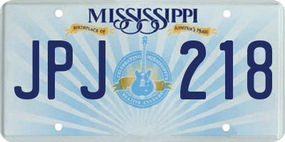 MS license plate JPJ218