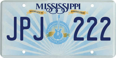 MS license plate JPJ222