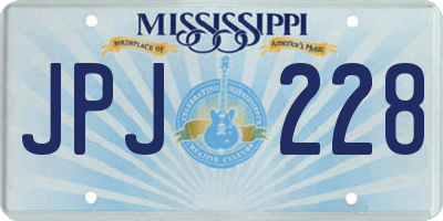 MS license plate JPJ228
