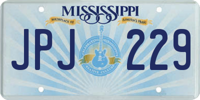 MS license plate JPJ229
