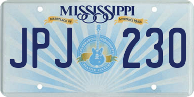 MS license plate JPJ230