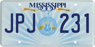 MS license plate JPJ231