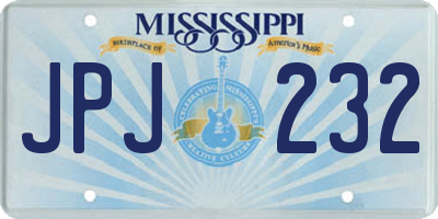 MS license plate JPJ232