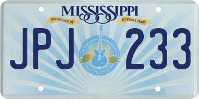 MS license plate JPJ233