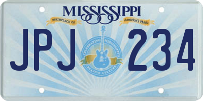 MS license plate JPJ234