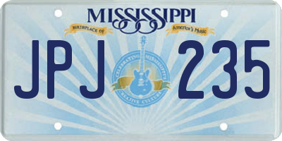MS license plate JPJ235